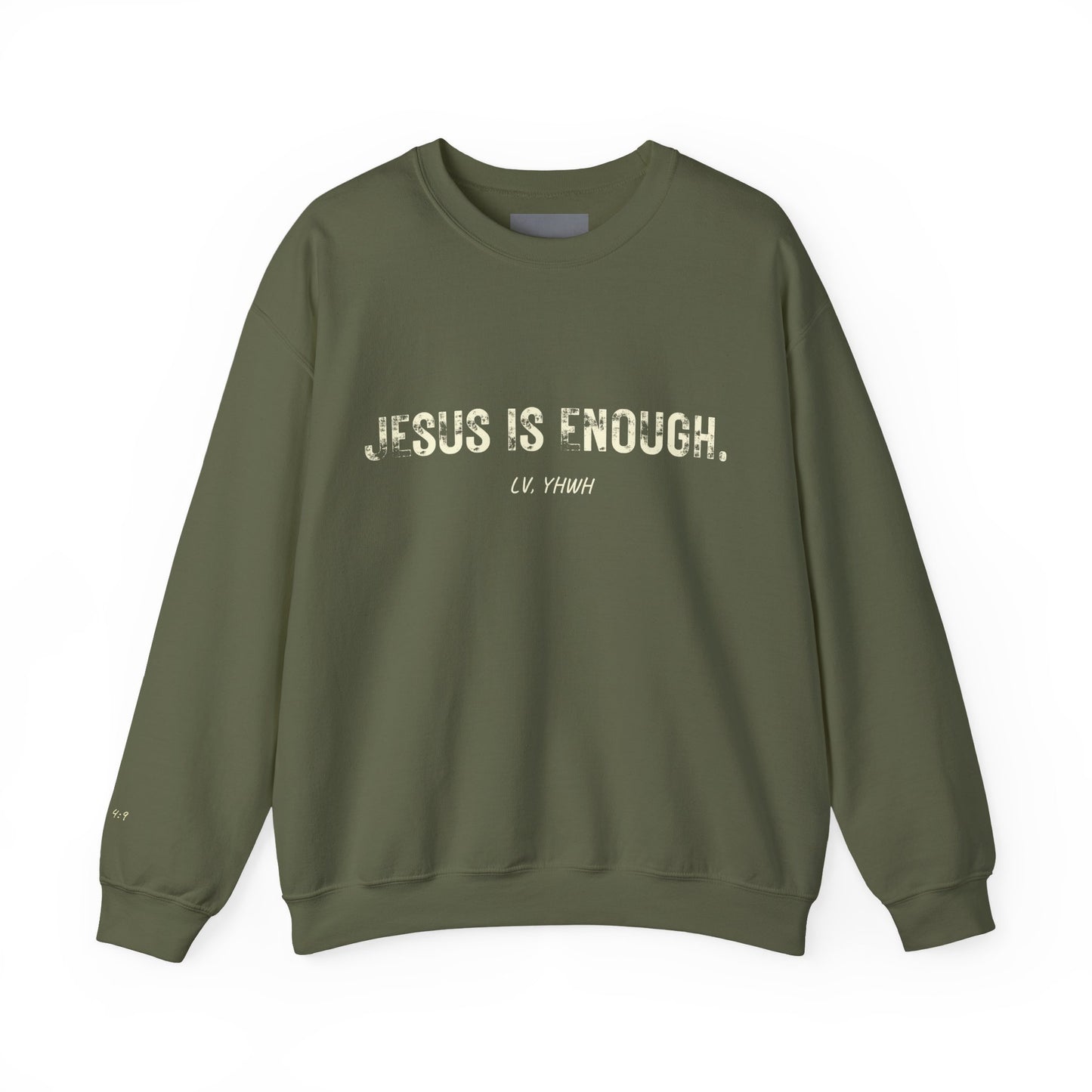Jesus Is Enough Crewneck – Christian Graphic Sweatshirt | Philippians 4:19 | Faith-Based Apparel