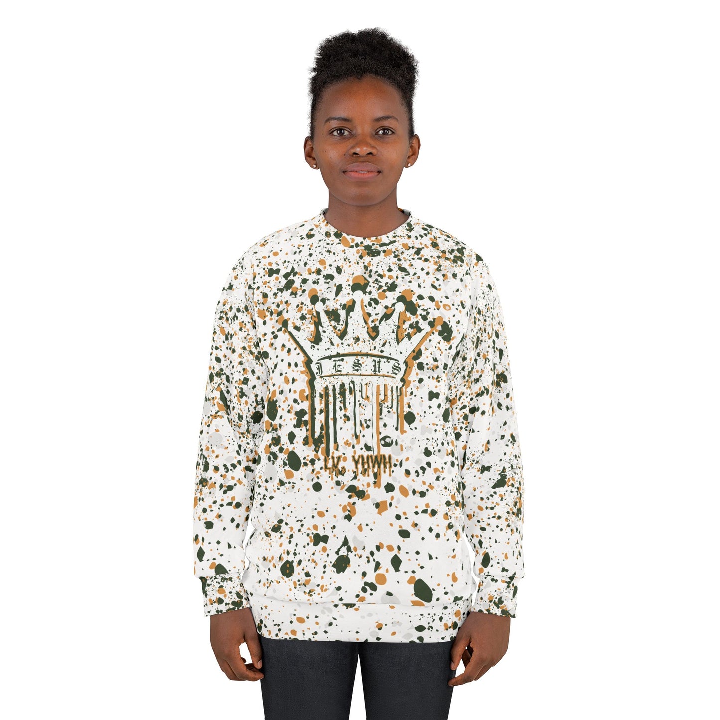 Jesus is King Crewneck - Christian Long Sleeve Tee | Revelation 19:16 | Faith-based Apparel