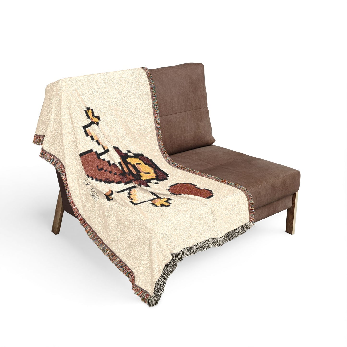 Pixel Jesus Woven Blanket — Retro Christian Throw with Heart
