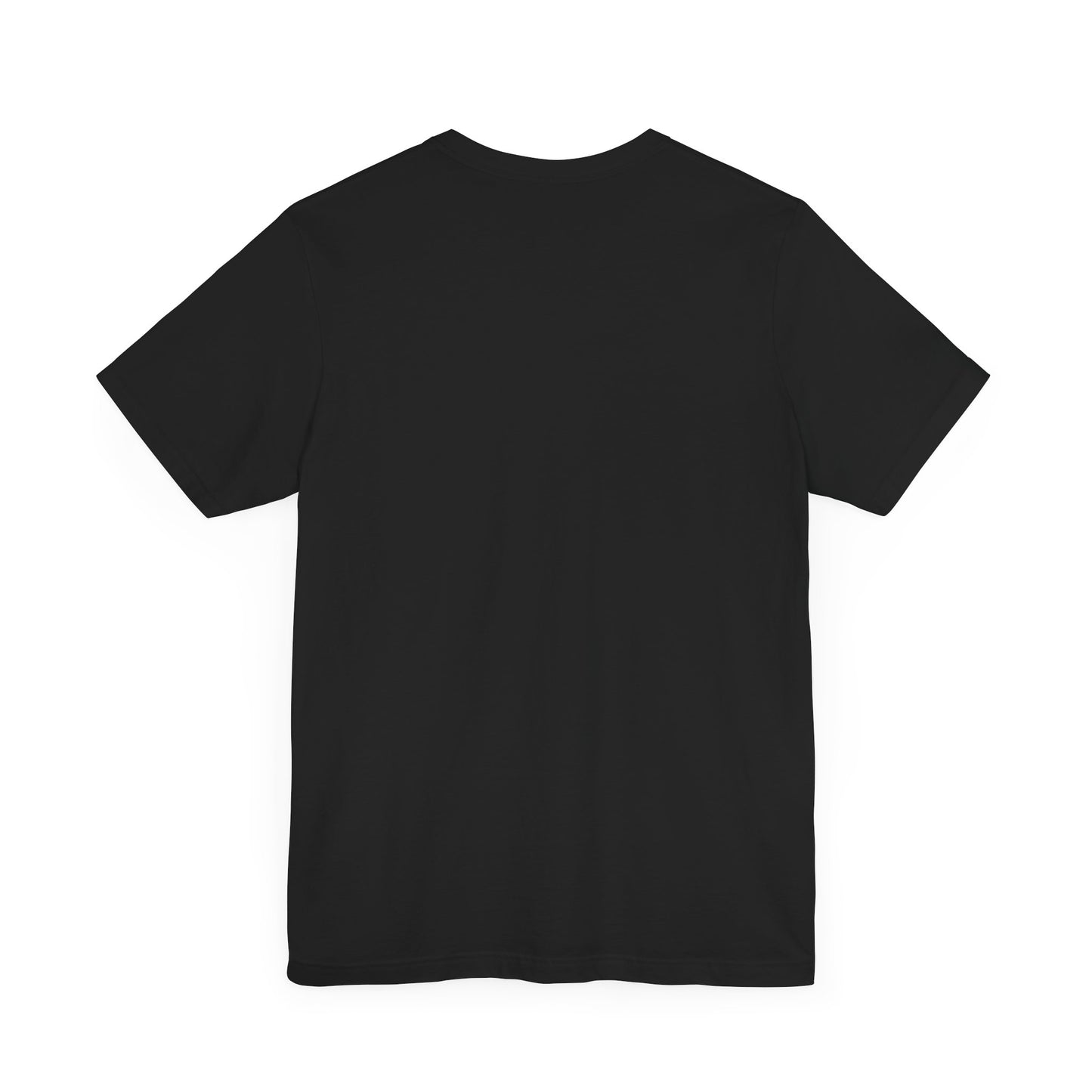 Printify black cotton crew neck tee back view plain mockup Christian graphic t-shirt for church events and daily wear