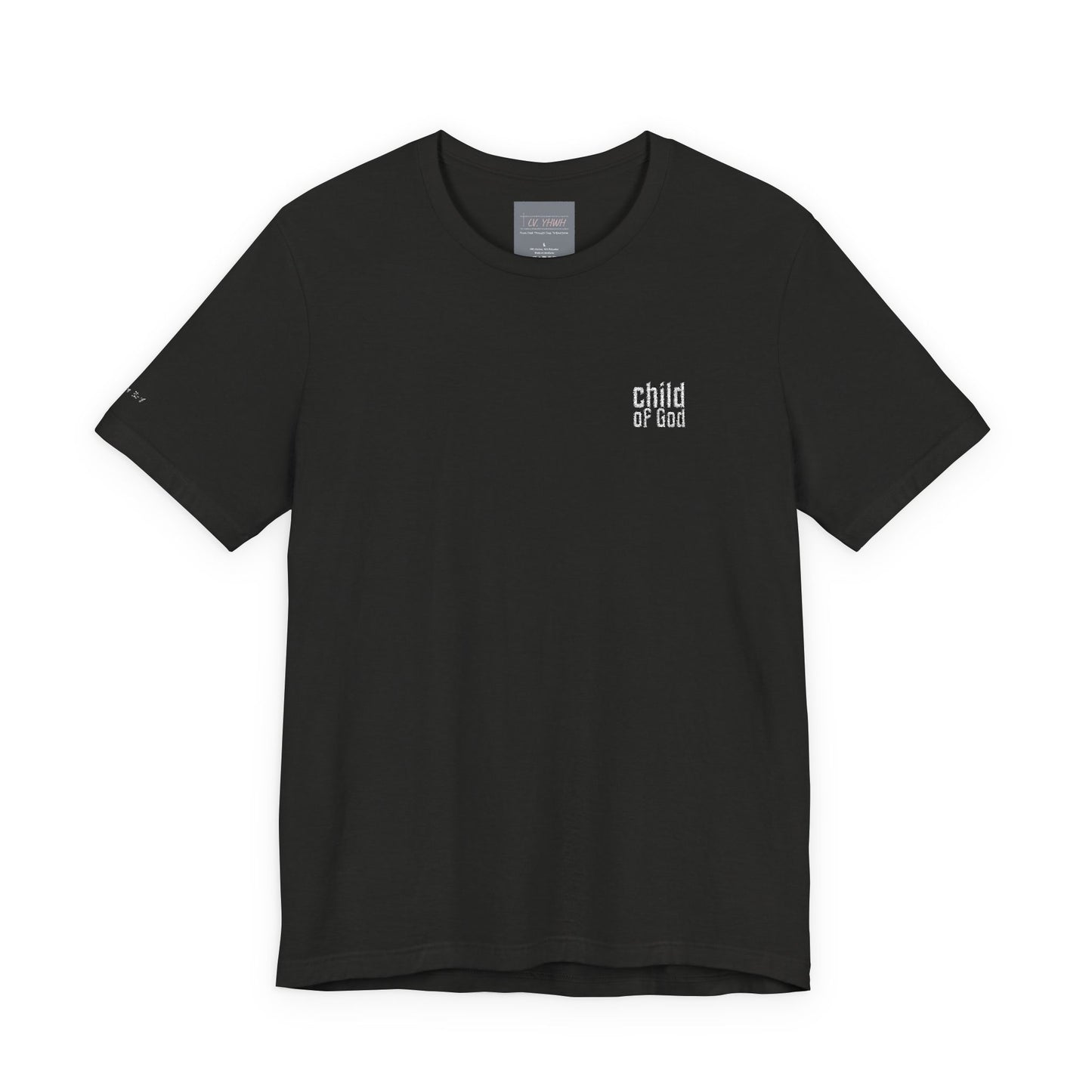 Child of God (white) Embroidered Tee — 1 John 3:1, Christian T-Shirt
