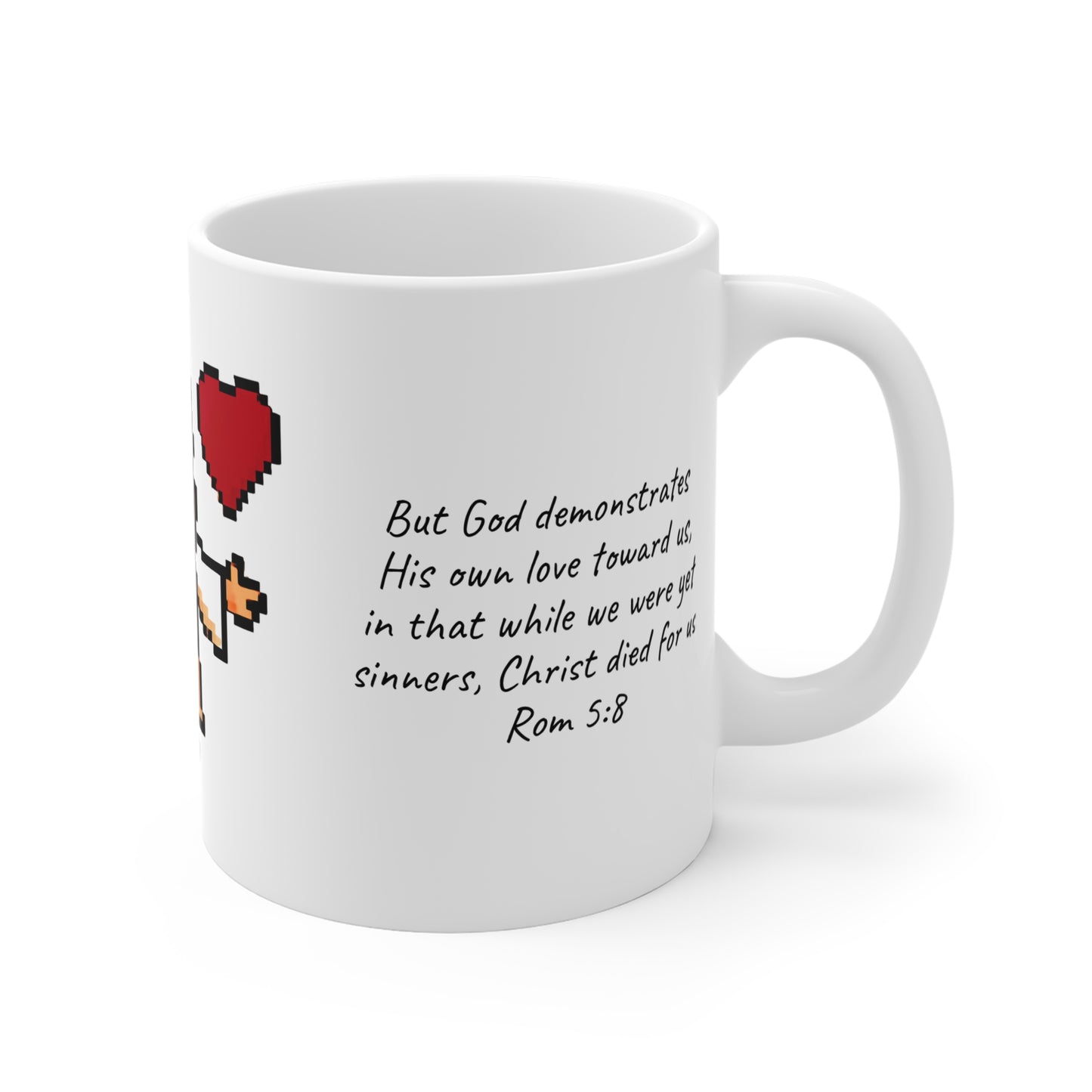 Jesus Loves You Pixel Art 11oz Mug — Scripture Coffee Cup