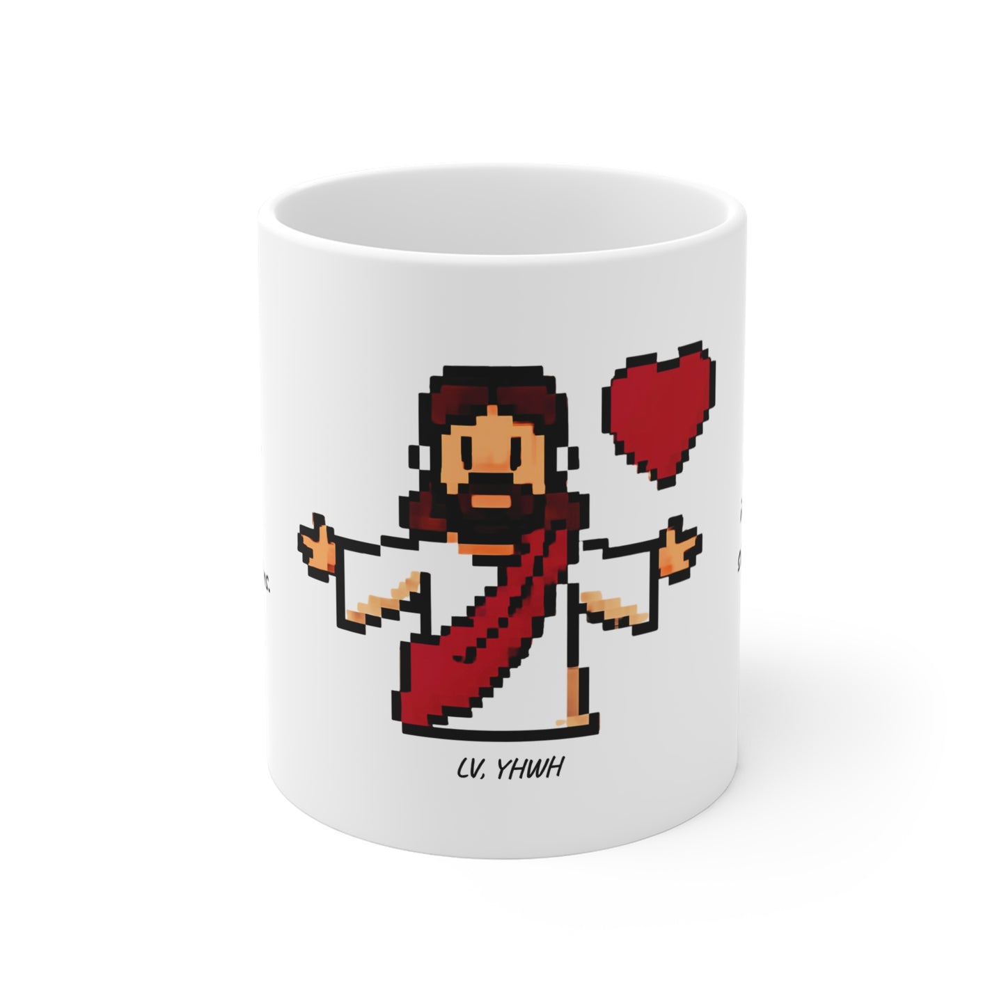 Jesus Loves You Pixel Art 11oz Mug — Scripture Coffee Cup