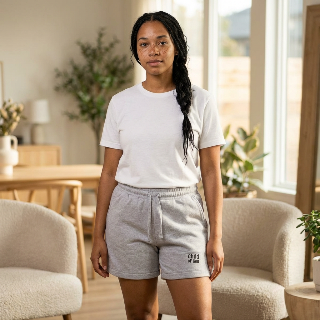 Child of God Fleece Shorts – Christian Athletic Shorts | 1 John 3:1 | Faith-Based Apparel