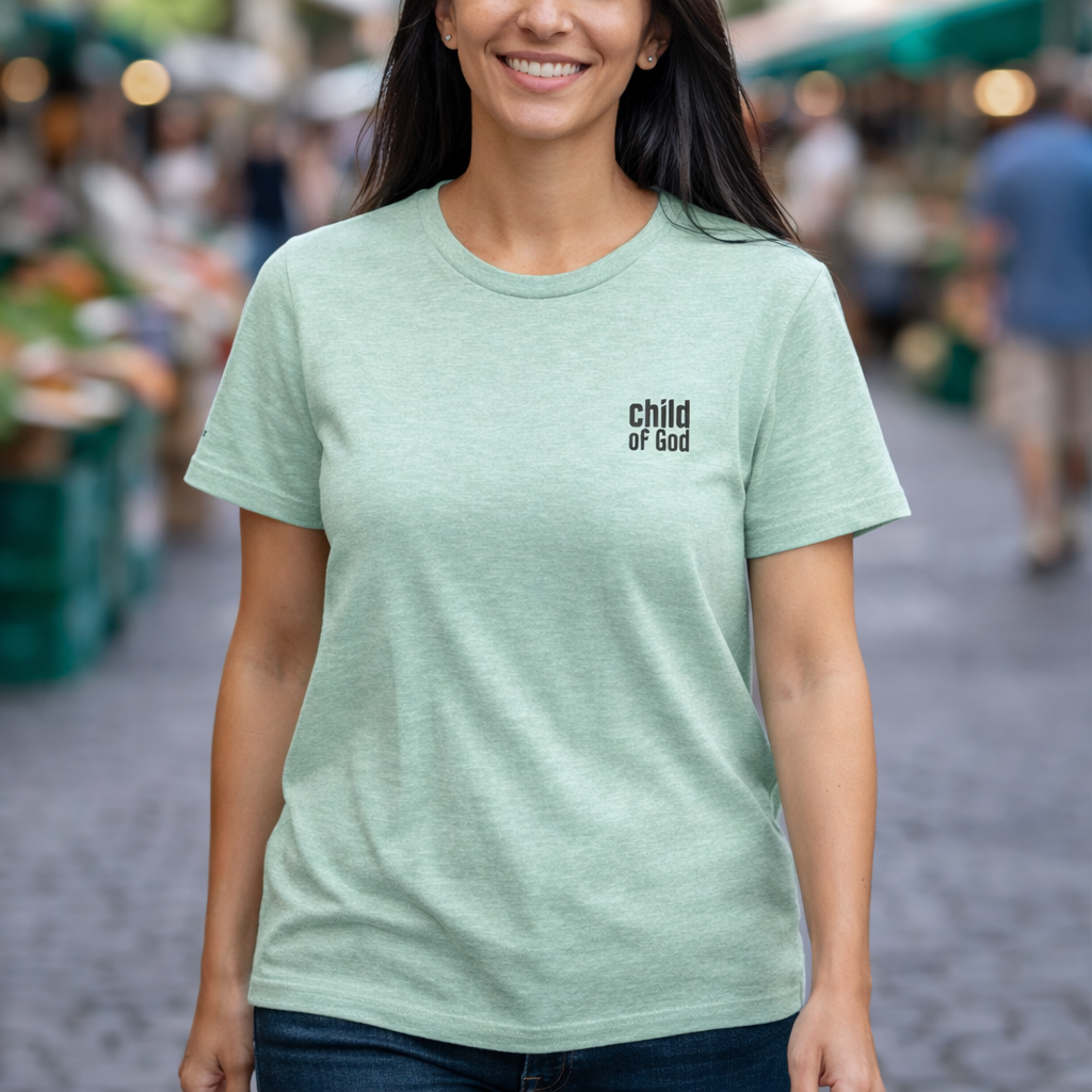 Child of God (black) Embroidered Tee — 1 John 3:1, Christian T-Shirt