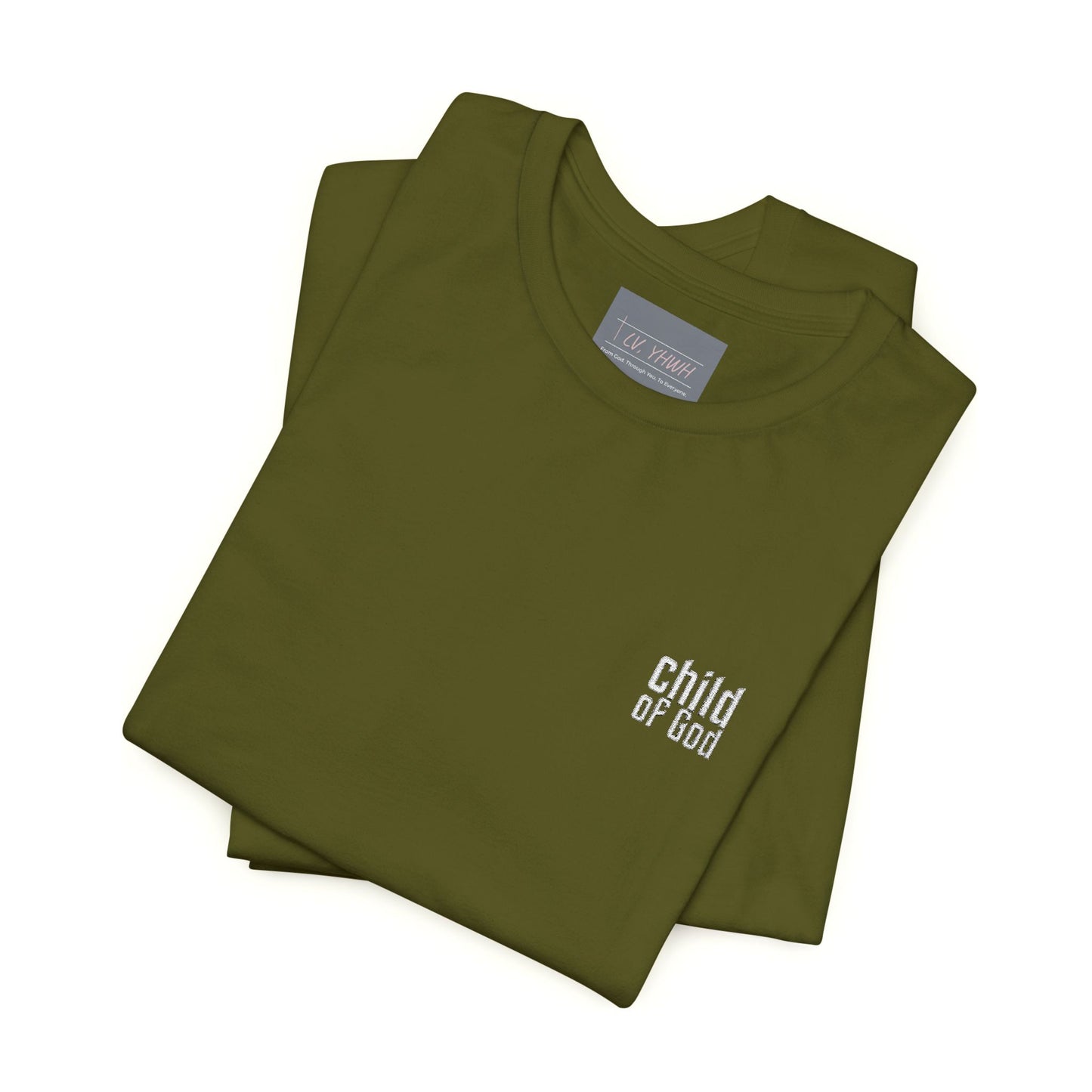 Child of God (white) Embroidered Tee — 1 John 3:1, Christian T-Shirt