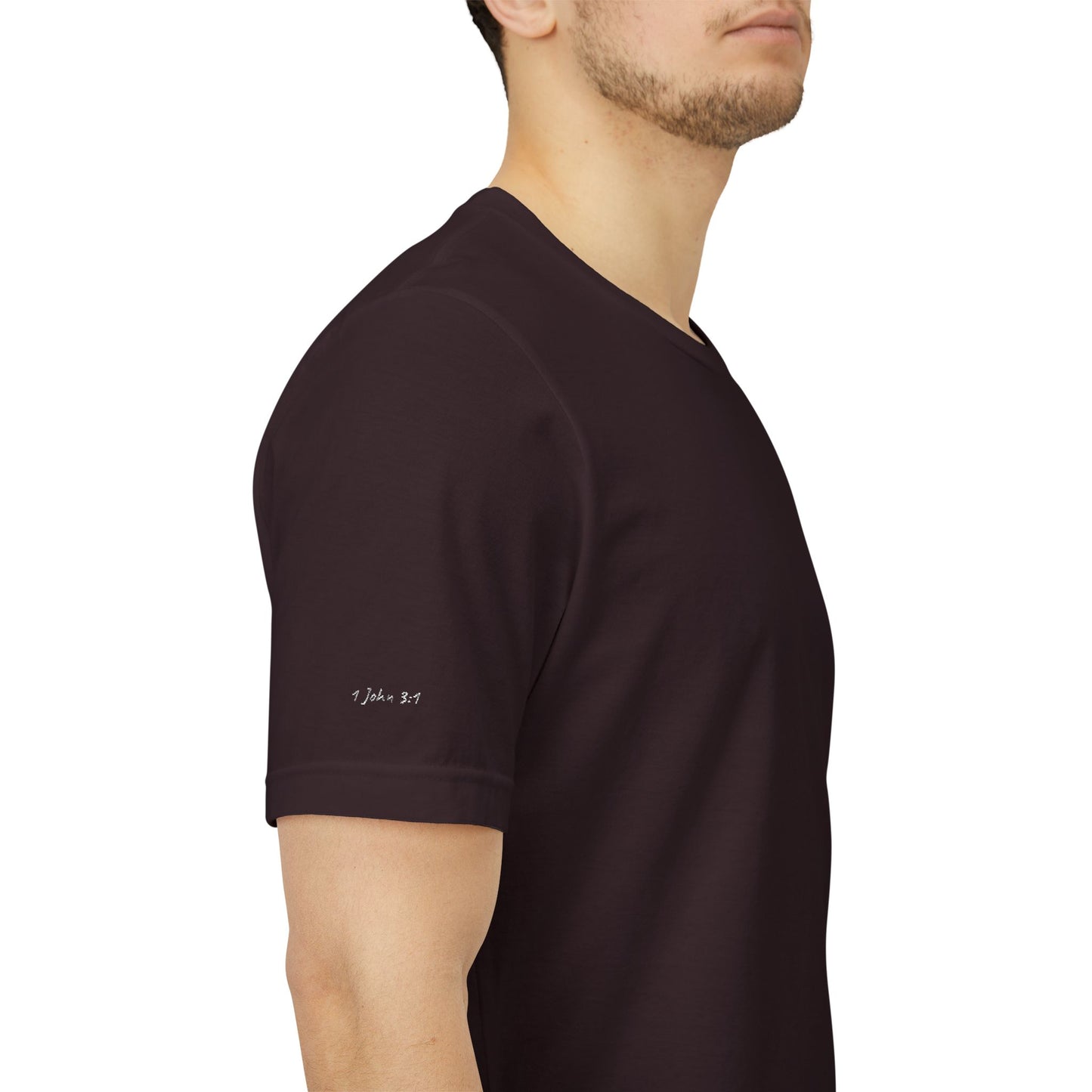 Child of God (white) Embroidered Tee — 1 John 3:1, Christian T-Shirt