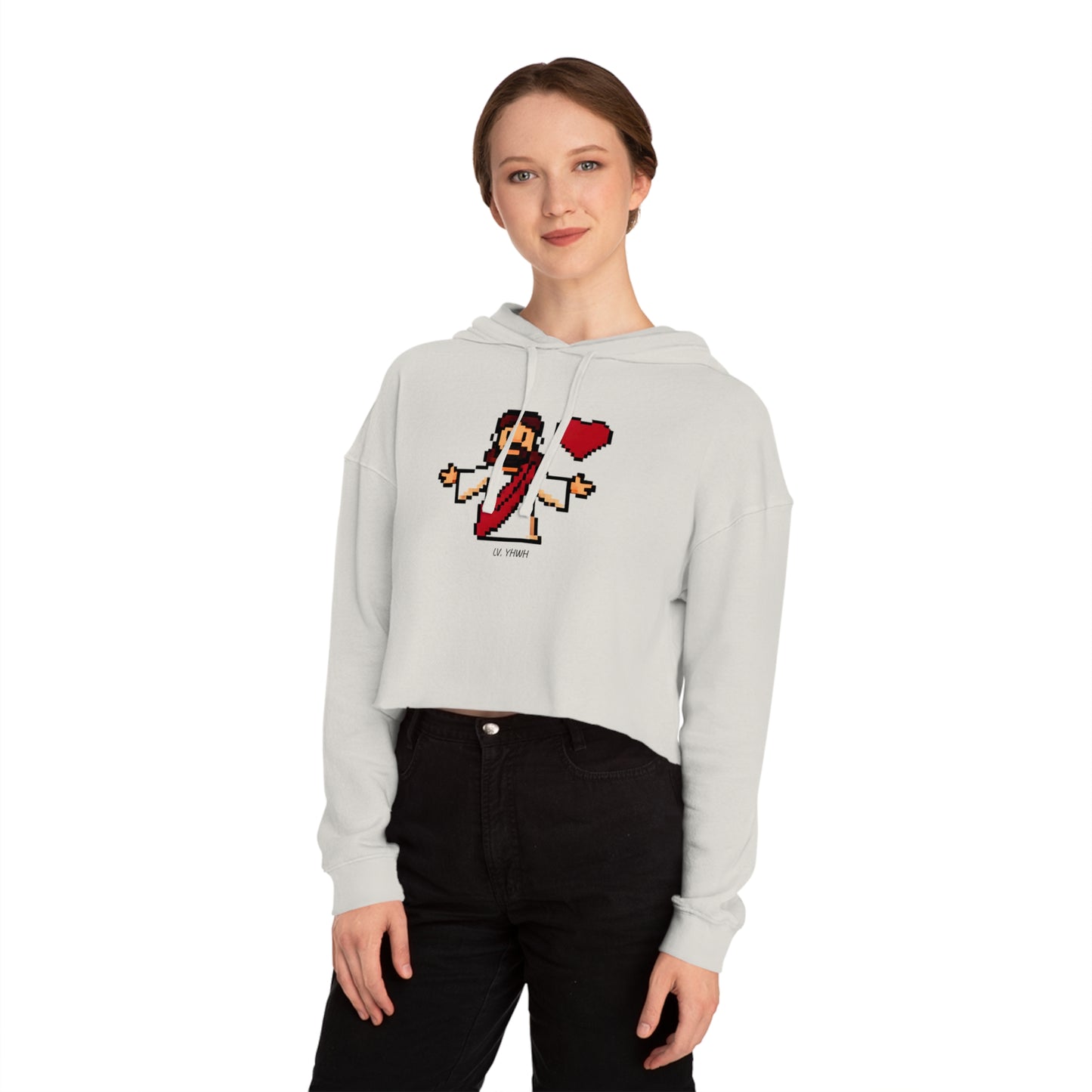 Jesus Loved Us First Women’s Cropped Hoodie – 1 John 4:10
