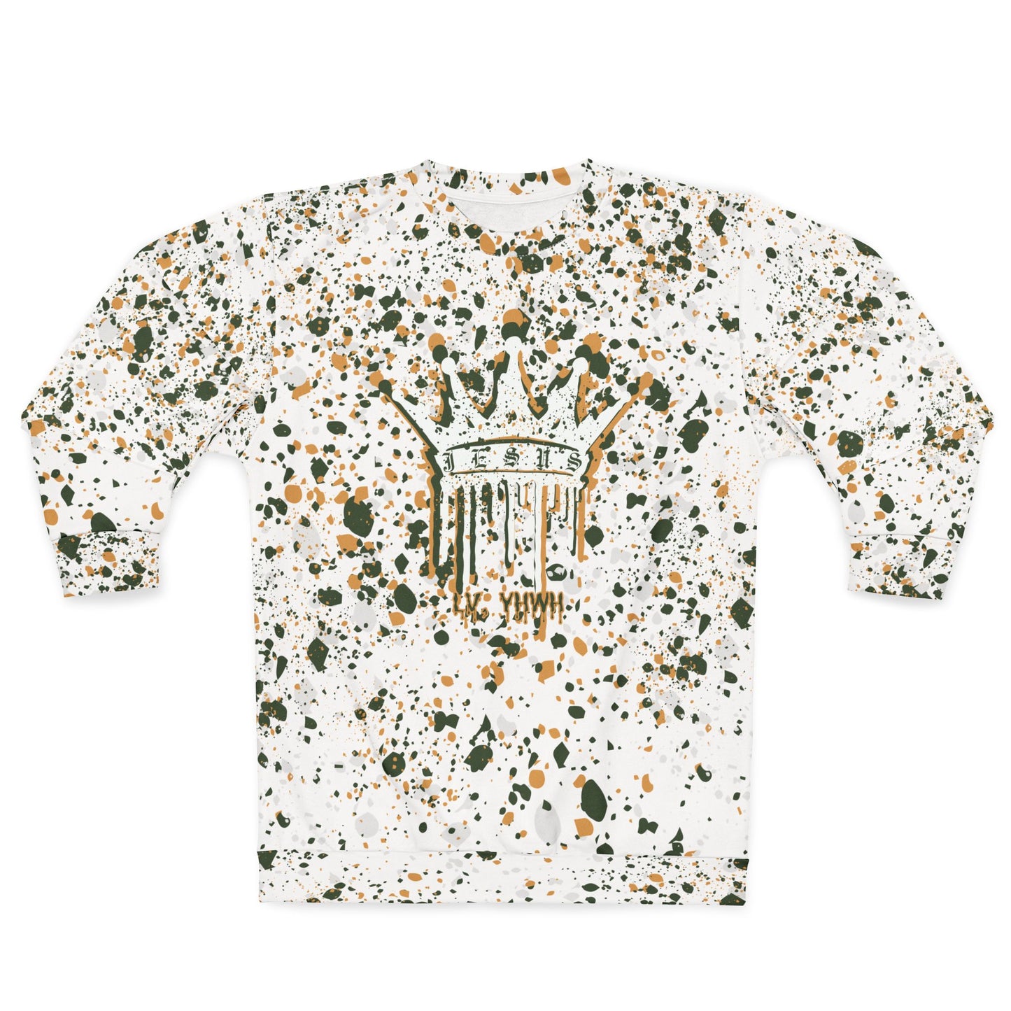 Jesus is King Crewneck - Christian Long Sleeve Tee | Revelation 19:16 | Faith-based Apparel