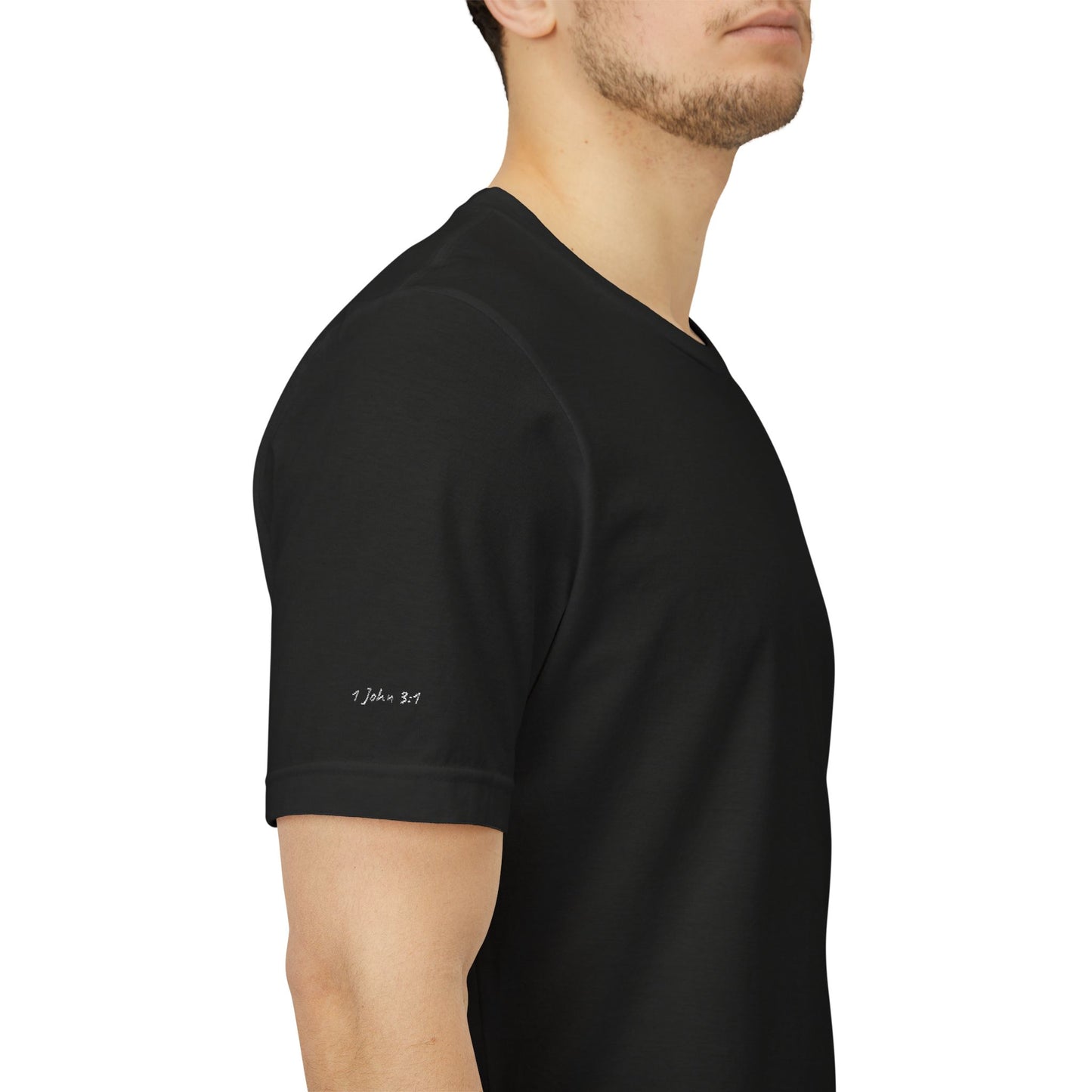 Child of God (white) Embroidered Tee — 1 John 3:1, Christian T-Shirt