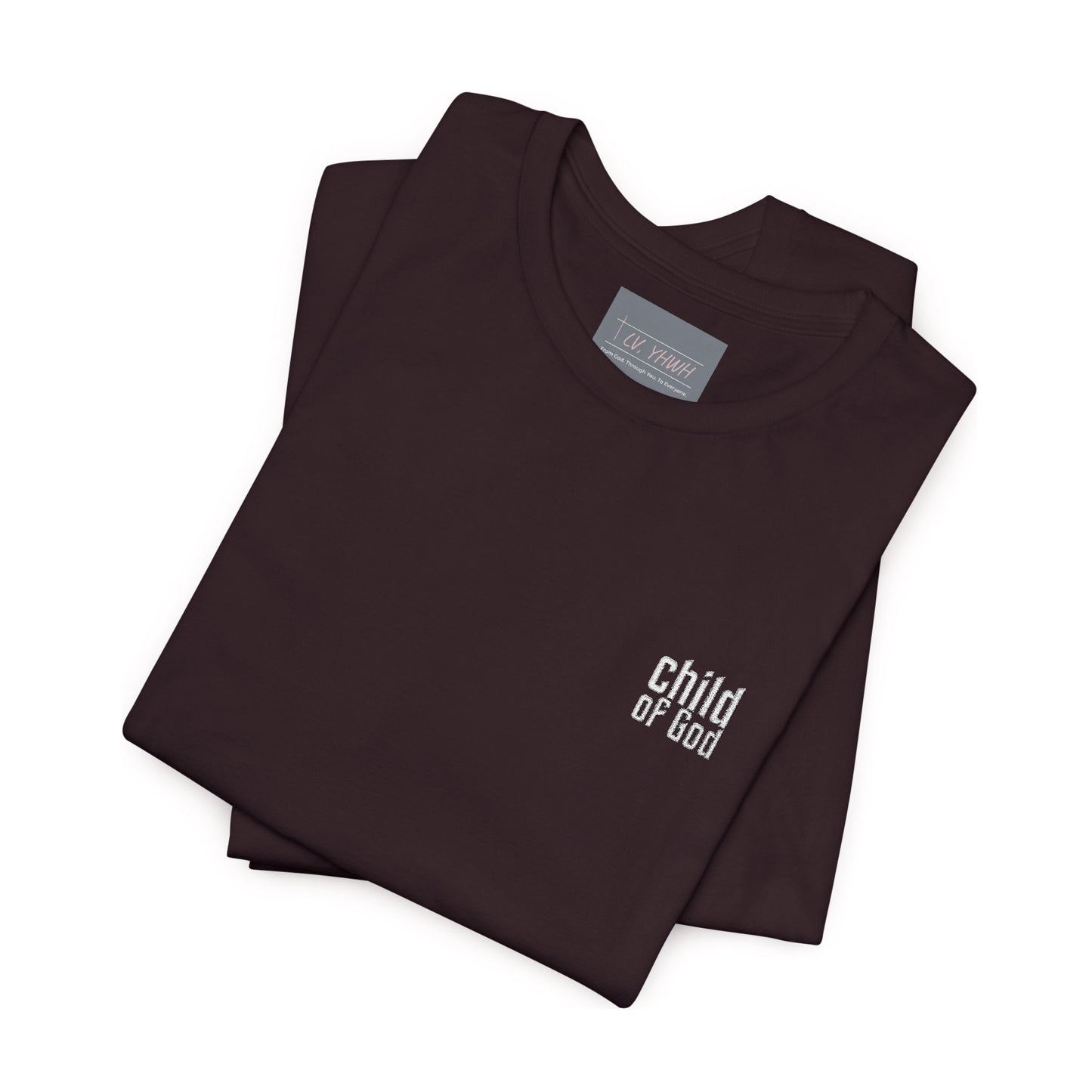 Child of God (white) Embroidered Tee — 1 John 3:1, Christian T-Shirt