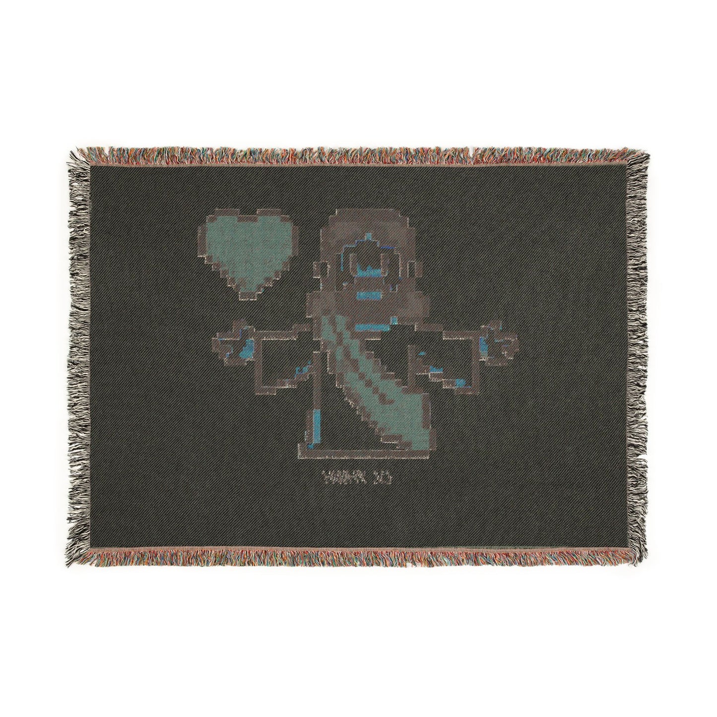 Pixel Jesus Woven Blanket — Retro Christian Throw with Heart